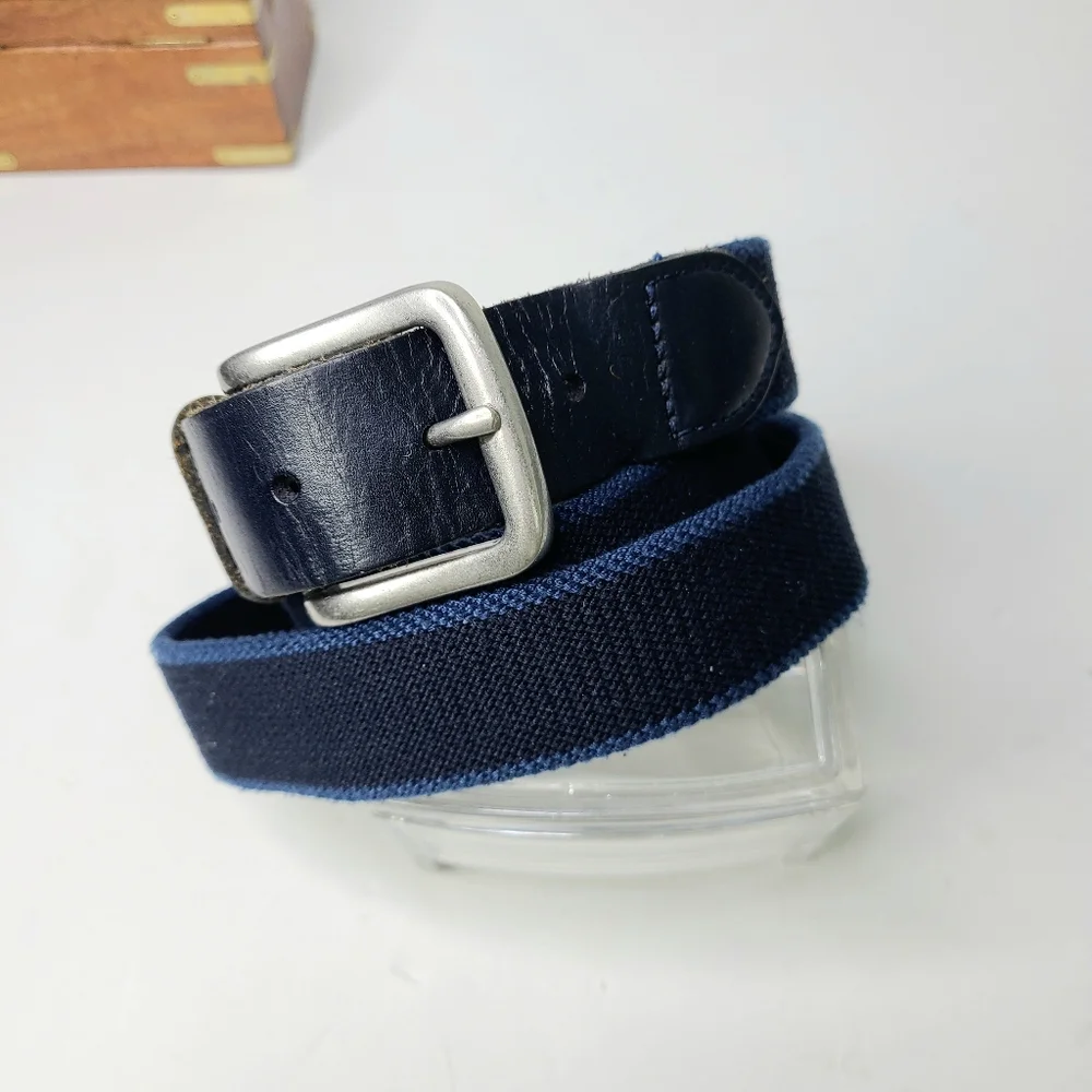 Banana Republic Buffalo Leather Trim Stretch Canvas Golf Belt
